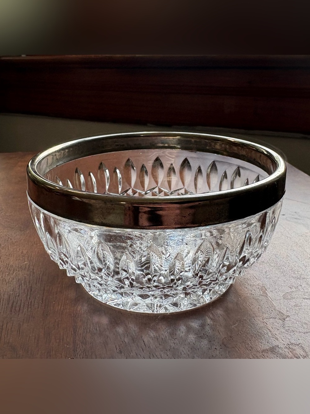 Petite Cut Crystal Bowl with Silver Rim